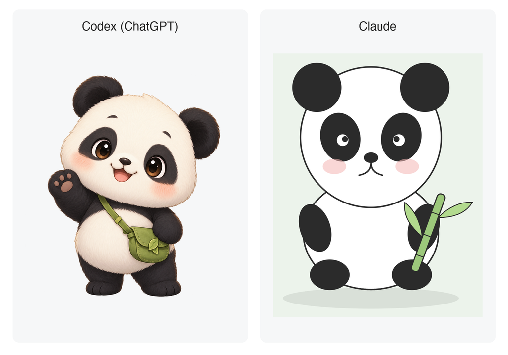 Codex(ChatGPT)とClaudeが作成したパンダのキャラクター